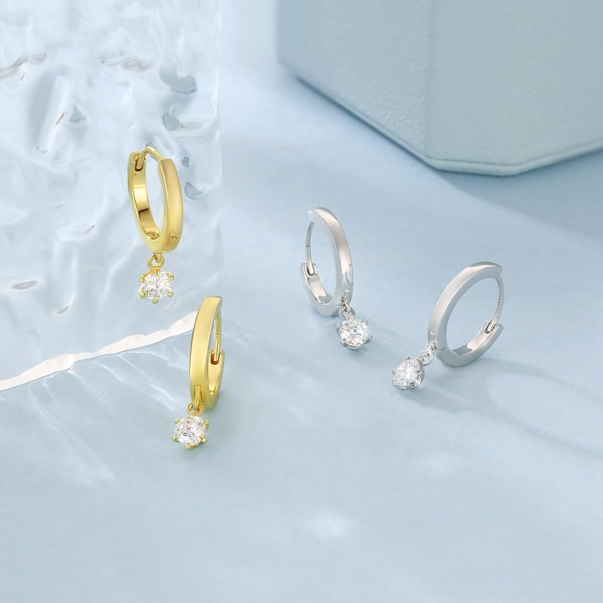 Silber 925 Creolen Ohrringe Damen Zirkonia Anhänger 15mm hypoallergen