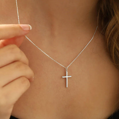 Kreuz Kette Damen 14K Weißgold Vergoldet Verstellbar