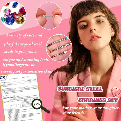 24 Paar Hypoallergene Ohrringe Chirurgenstahl Zirkonia Opal