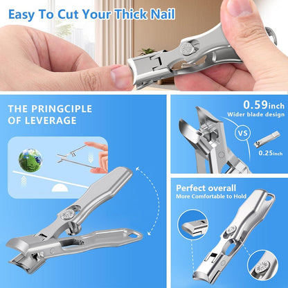 Nagelknipser Set 2-teilig für dicke Nägel, Edelstahl Nail Clipper mit breiter