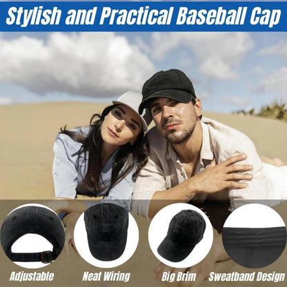 Vorgewaschene Baseball Cap Herren Damen – Einstellbare Schildmütze Schwarz