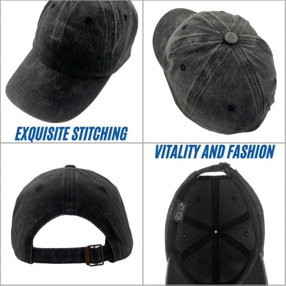 Vorgewaschene Baseball Cap Herren Damen – Einstellbare Schildmütze Schwarz