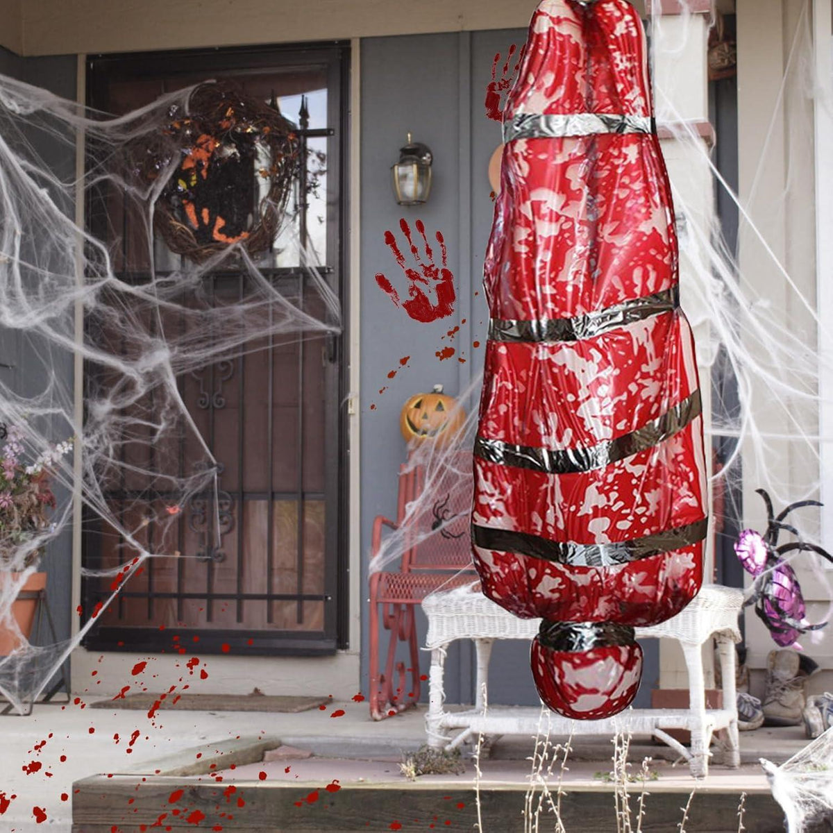 Halloween Deko Leichensack Aufblasbare Gefälschte Leiche 2024 Neu Rot