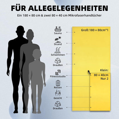3er-Set Mikrofaser Fitness Handtuch, Groß & 2 Stück