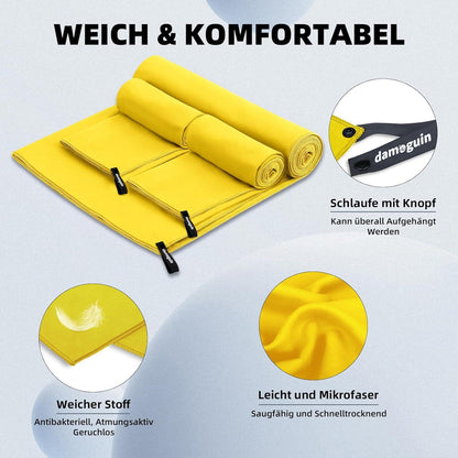 damoguin 3er-Set Mikrofaser Handtuch Fitness Strand Gelb