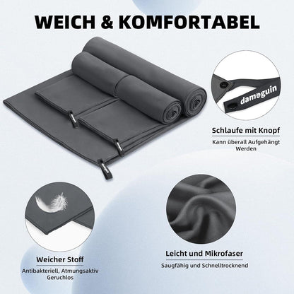 Mikrofaser Handtuch Set Groß Klein Fitness Sporthandtuch Strandtuch