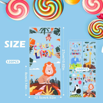 100 Zellophantüten mit Tier-Muster für Süßigkeiten & Geschenke