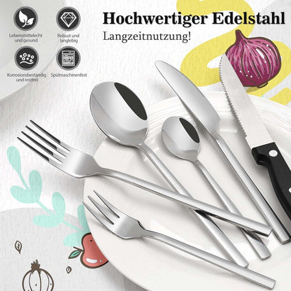 Edelstahl Besteckset 6 Personen 36-teilig Steakmesser
