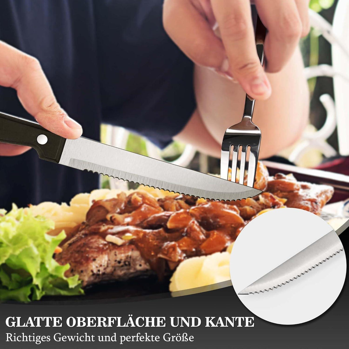 36-teiliges Edelstahl Besteck Set für 6 Personen inkl. Steakmesser
