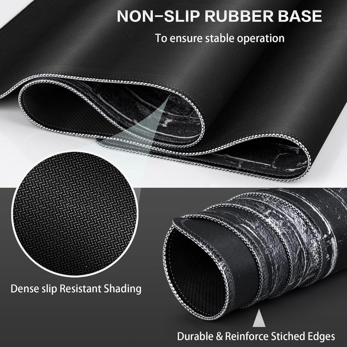 Gaming Mauspad XXL 900x400mm Schwarze Ziegelmauer Vernähte Kanten