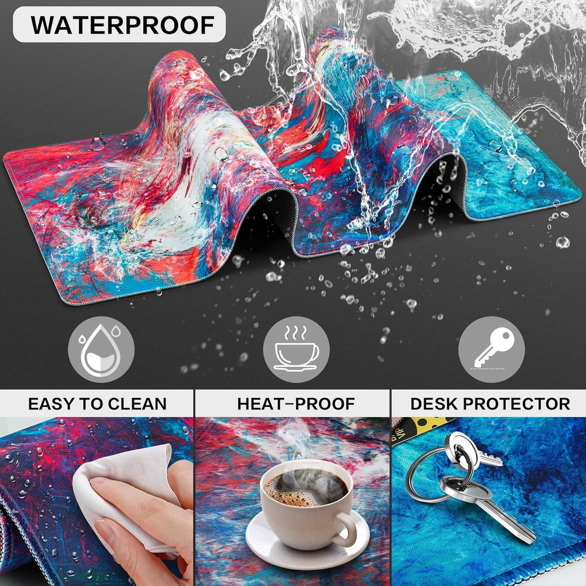 Abetcabe Gaming Mauspad XXL 900x400mm Vernähte Kanten Wasserdicht Rutschfest