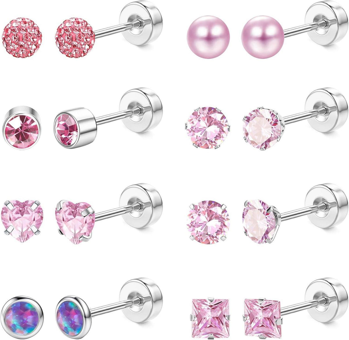 Hypoallergene Chirurgenstahl Ohrringe Set Opal Perle Zirkonia Uhren