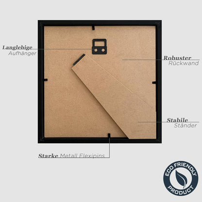 Schwarze Holz Bilderrahmen 20x20cm 3er Set mit Passepartout
