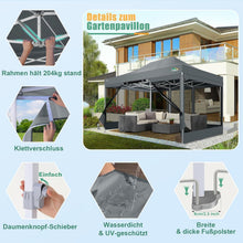Faltpavillon 3x4,5m mit Moskitonetz & UV-Schutz – Grau