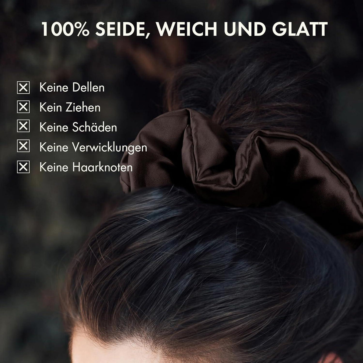 Luxuriöser LILYSILK Seiden Haargummi Schwarz XL 100% Maulbeerseide
