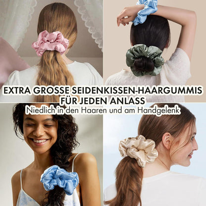 LILYSILK Damen Maulbeerseide Jumbo Haargummi XL Avocadogrün