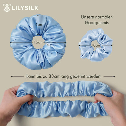 Damen 100% Maulbeerseide Jumbo Haargummi XL Haarschleife