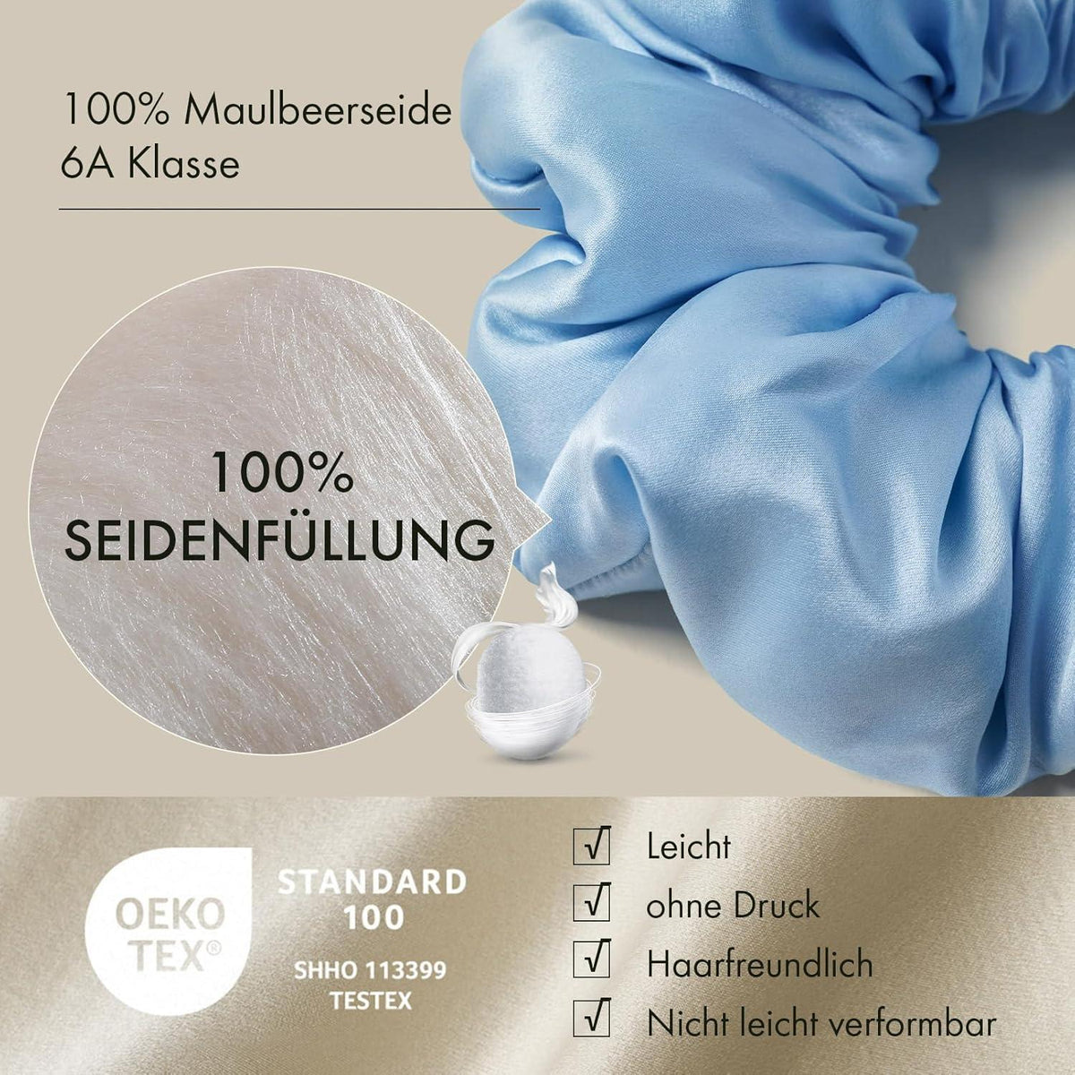 Jumbo Haargummi Maulbeerseide Seide Haarschleife XL Blau