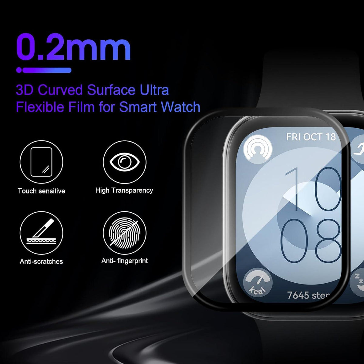 HUAWEI Watch FIT 3 Schutzfolie Panzerglas Anti-Bubble【3er