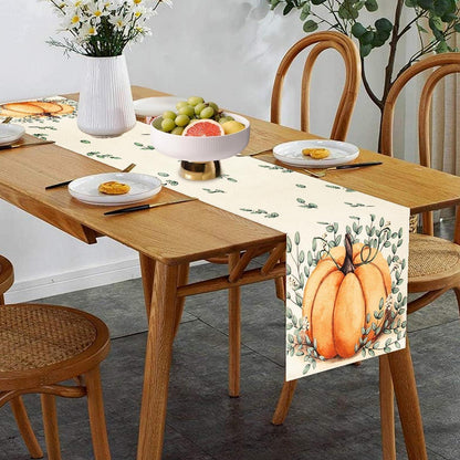 Herbst Tischläufer Kürbis Design 40x180cm Leinen