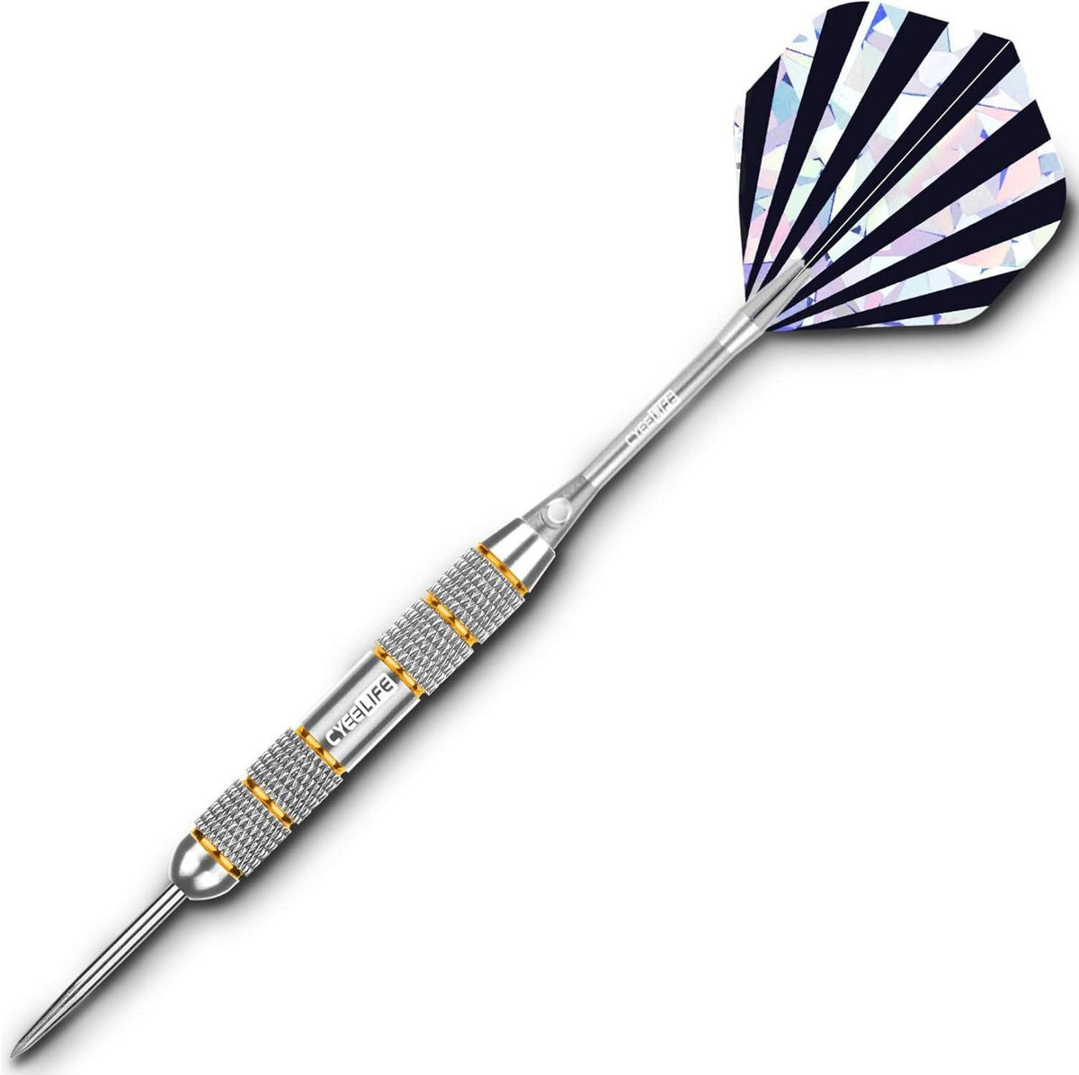 CyeeLife Dartpfeile Set - 24g Steeldarts mit Metallspitze, 3 Stück, Aluminium Schäfte, PC Schäfte, 6 Flights, 1 Tool-Schärfer