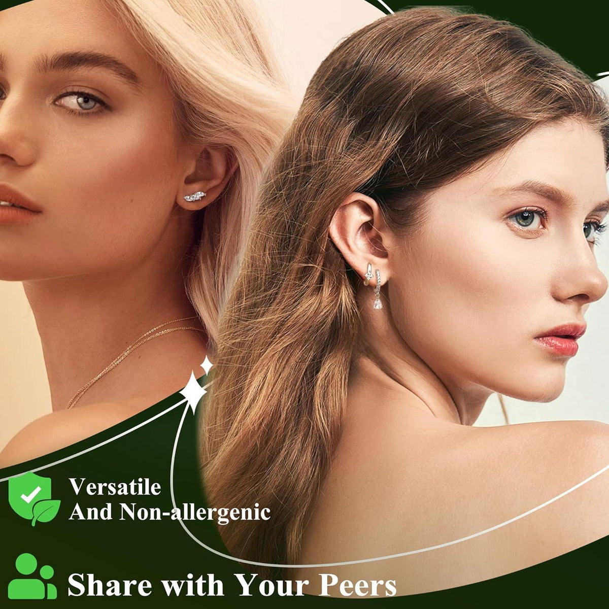 JeweBella Ohrringe Set Silber 925 Damen 14K Gold Zirkonia Schmetterling