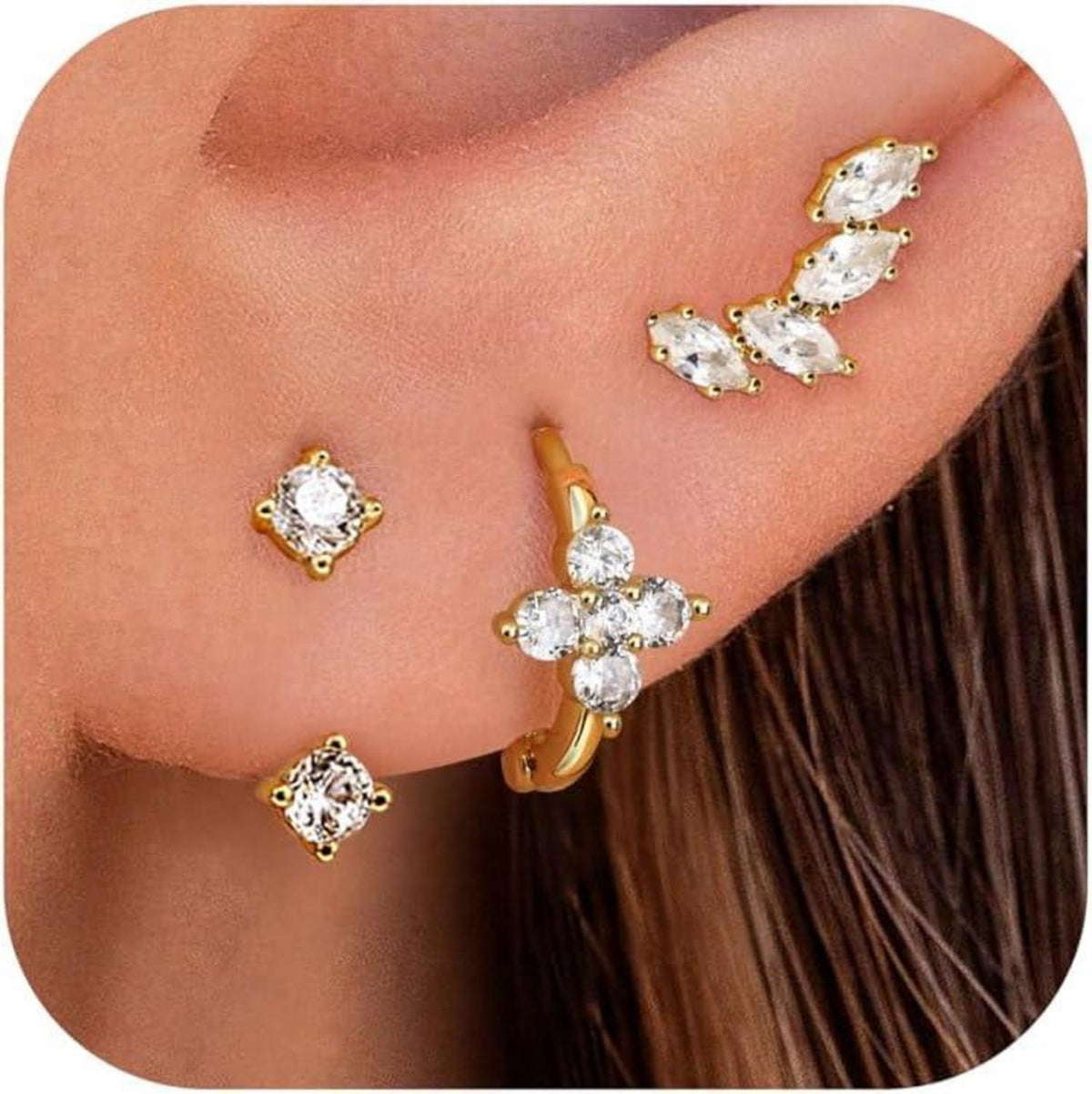 Ohrringe Silber 925 Set Zirkonia Schmetterling Hypoallergen