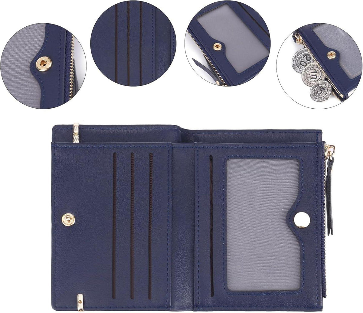 Damen Geldbörse aus PU Leder, Marineblau, Klein und praktisch, CHAOFANXI