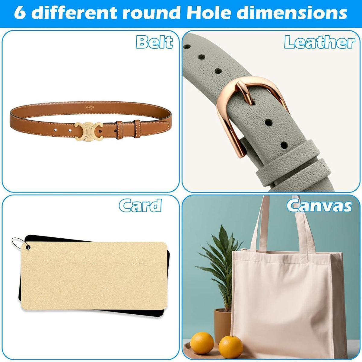 Leder Lochzange mit 6-fach Locher & Zubehör