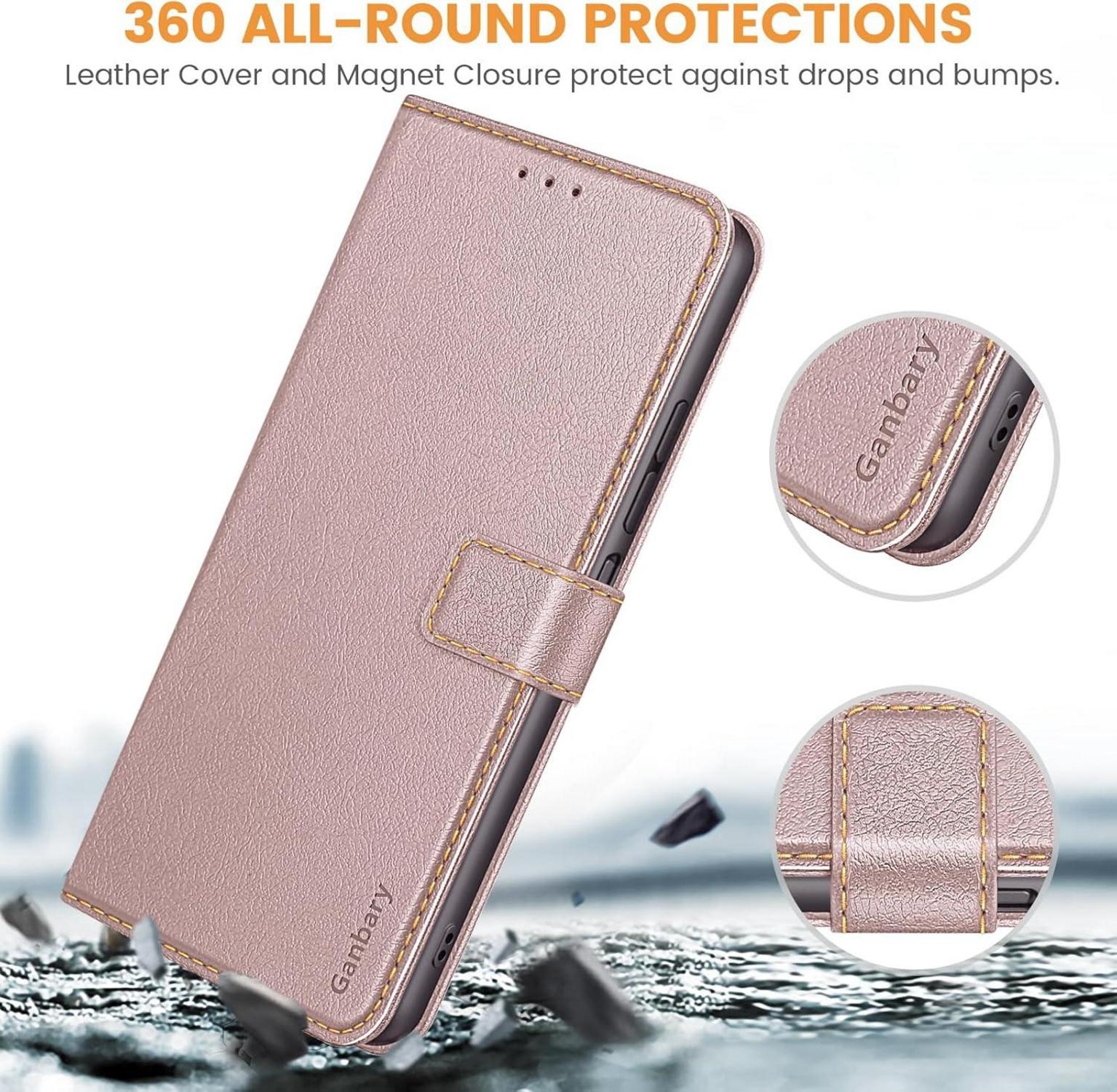 Leder Handyhülle Xiaomi Redmi 13 4G Poco M6 4G Roségold