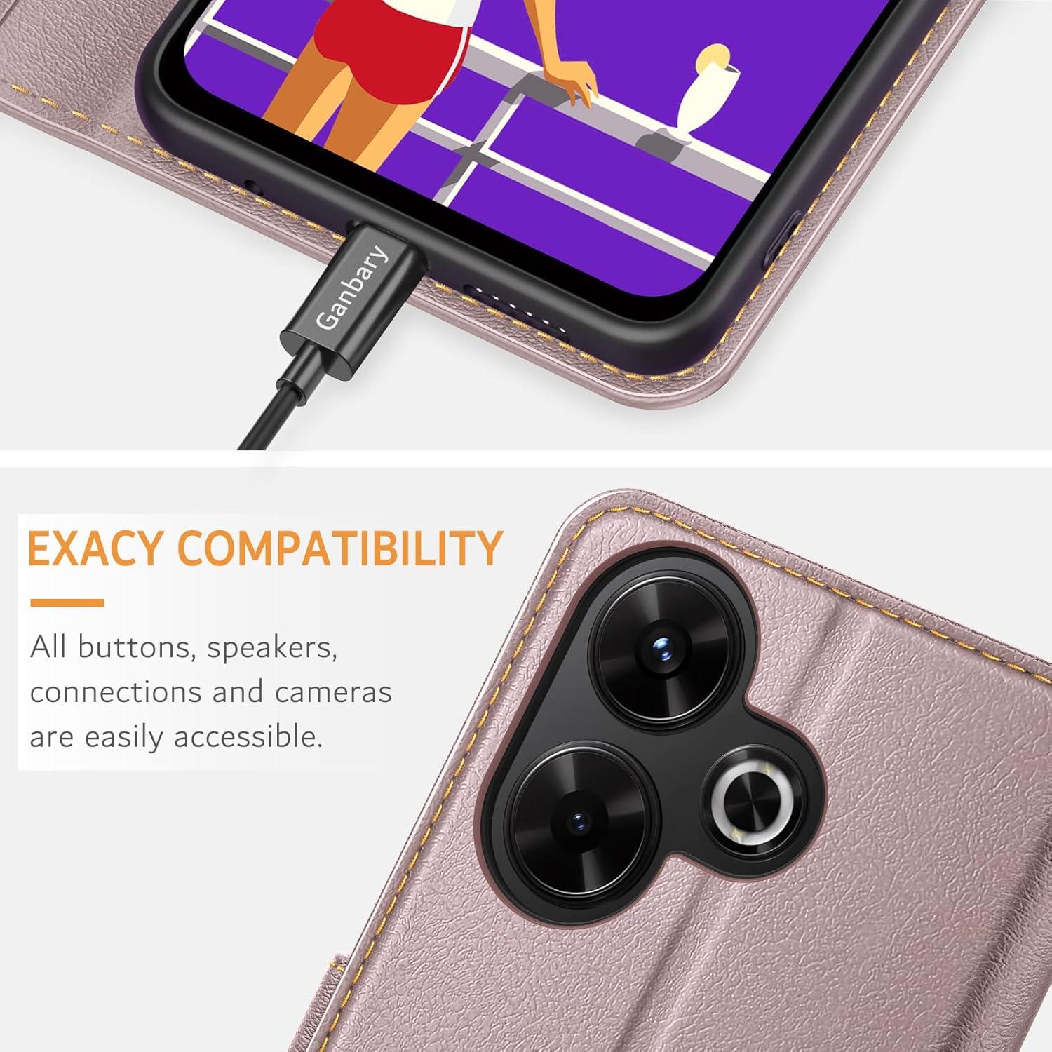 Leder Handyhülle Xiaomi Redmi 13 4G Poco M6 4G Roségold
