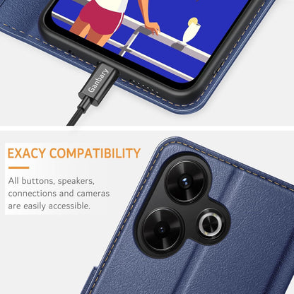 Xiaomi Redmi 13 4G Leder Klapphülle Blau - Magnetverschluss - Standfunktion