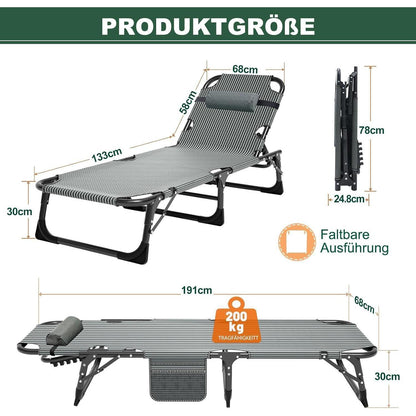 Klappbare Sonnenliege 2er Set mit Matratze und