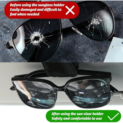 2er Set Leder Brillenhalter für Auto Sonnenblende Magnetisch