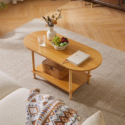 Aibiju Teetisch Holz 2-stufig Couchtisch 35x16x17 Zoll TV Ablage YD-011N
