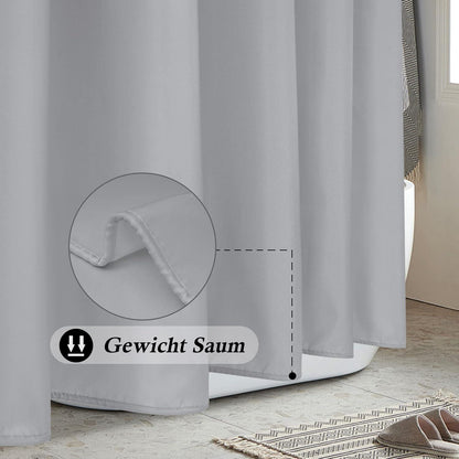 Duschvorhang 180x210 cm Grau Wasserdicht Textil Polyester Waschbar
