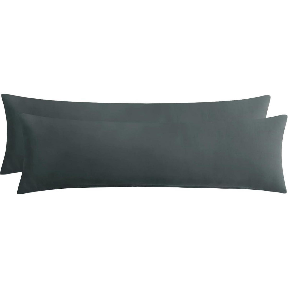 2er Set Kissenbezüge 40x145 Anthrazit Mikrofaser mit Reißverschluss