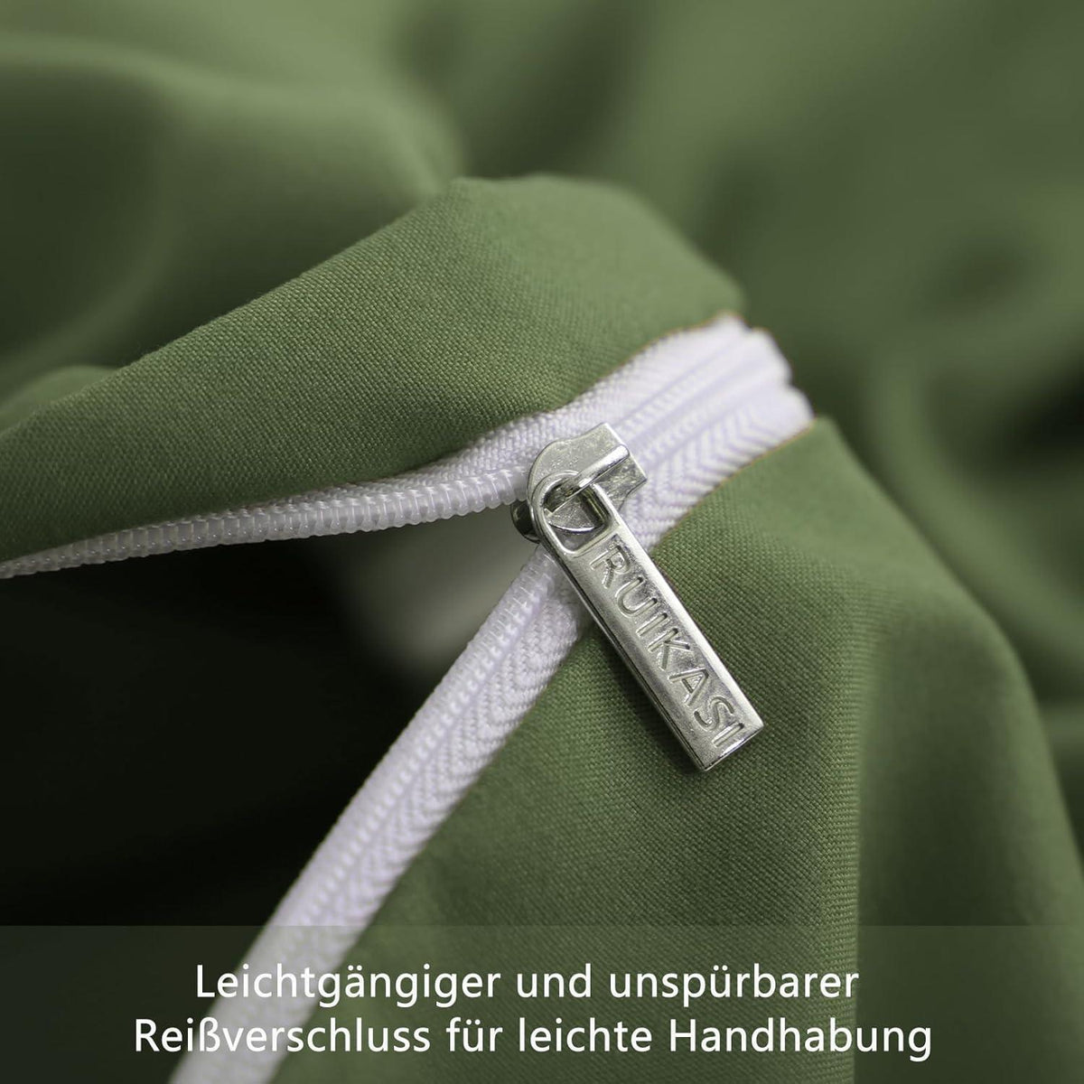 Bettwäsche-Set 155x220 cm Olivgrün Mikrofaser mit Reißverschluss