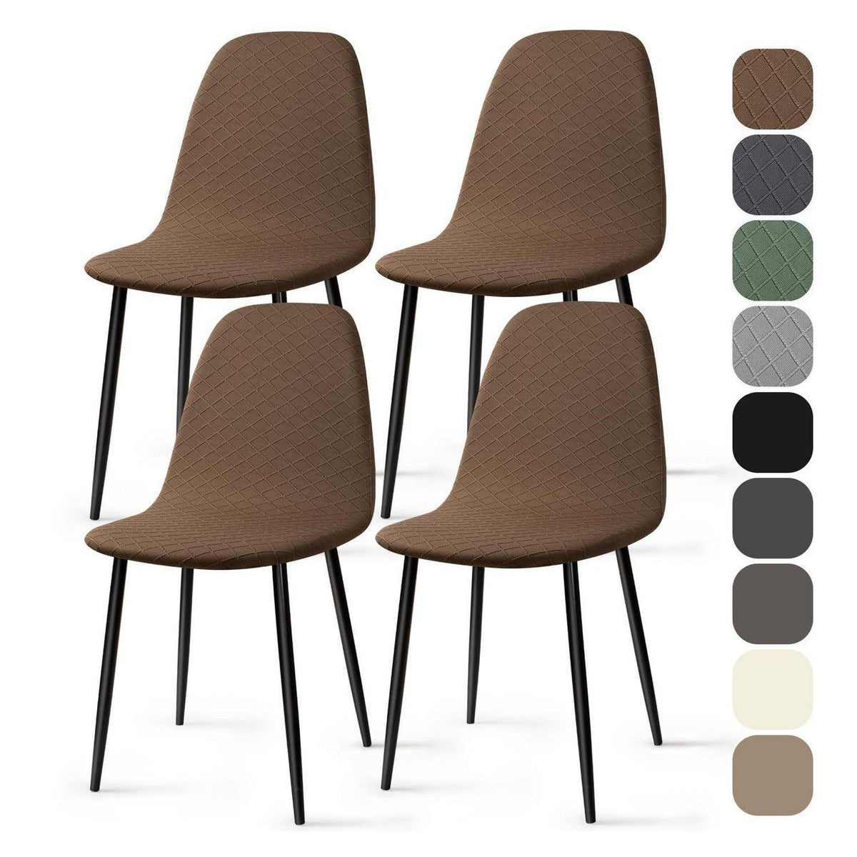 Stuhlhussen 4er Set Stretch Jacquard Braun – Universal Passform