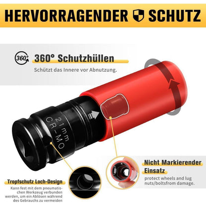 Schlagschrauber Nüsse 17-21mm Cr-Mo Felgenschutz 3tlg