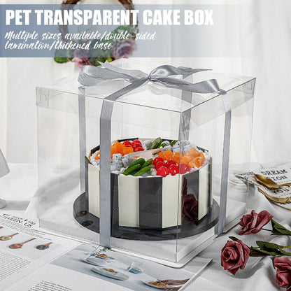 Transparente Tortenbox 2er Set 30x30x25cm Geschenkbox Cake Box