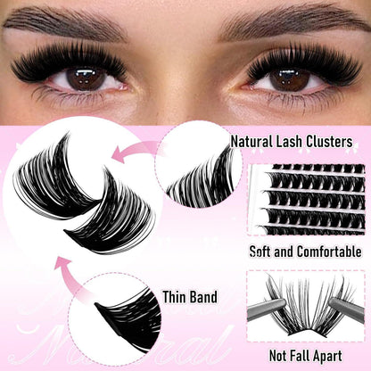 DIY Wimpern Extensions Set 3er Pack – Cluster & Einzelwimpern 100D