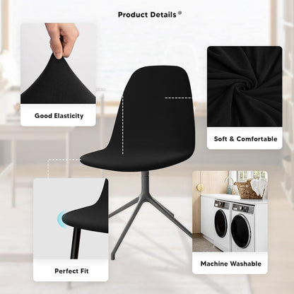 6x Stuhlhussen Stretch Schwarz – Universal Passform