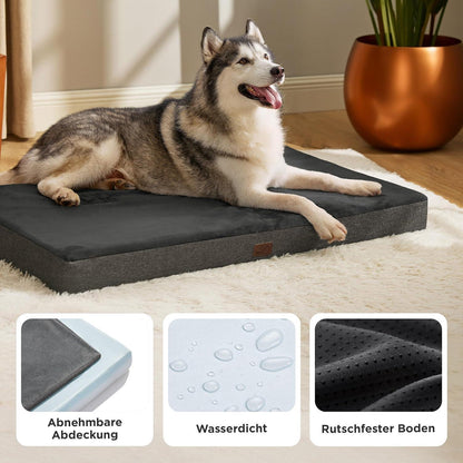 Orthopädisches Hundebett L 120x74cm Dunkelgrau mit Memory Schaum