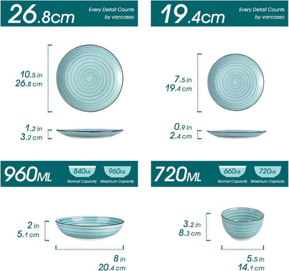 Vancasso Tafelservice 24-tlg Set Bonbon Blau, Steingut