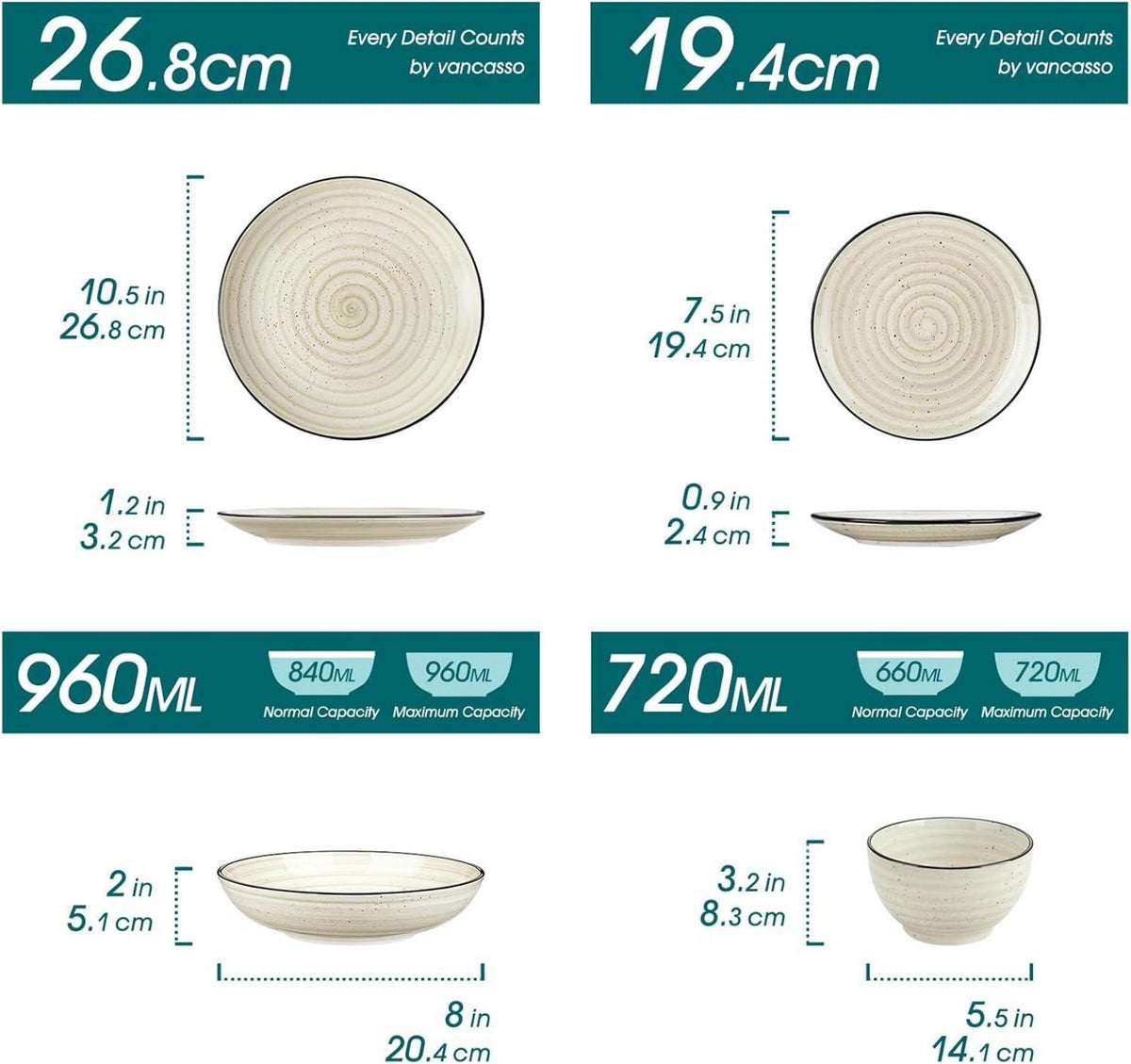 24-tlg vancasso BONBON Steingut Geschirr Set