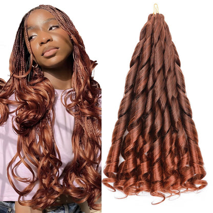 Französische Locken Flechthaar 60cm Auburn bis Kupfer 3er Pack