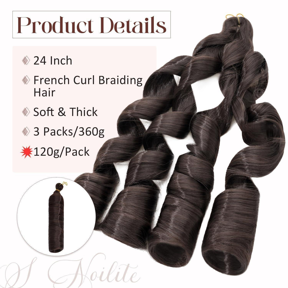 Französische Locken Flechthaar 60cm – 3er Pack für Zöpfe & Locs
