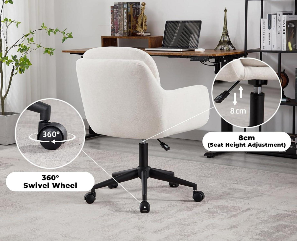 Moderner Chenille Bürostuhl mit Armlehnen, verstellbar, Beige