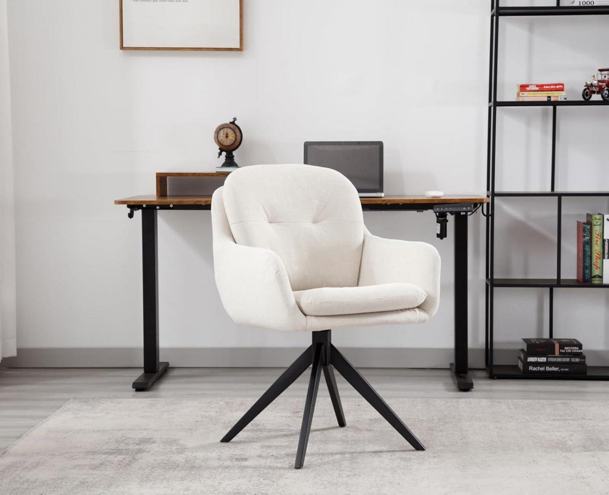 Moderner Chenille Bürostuhl mit Armlehnen Beige